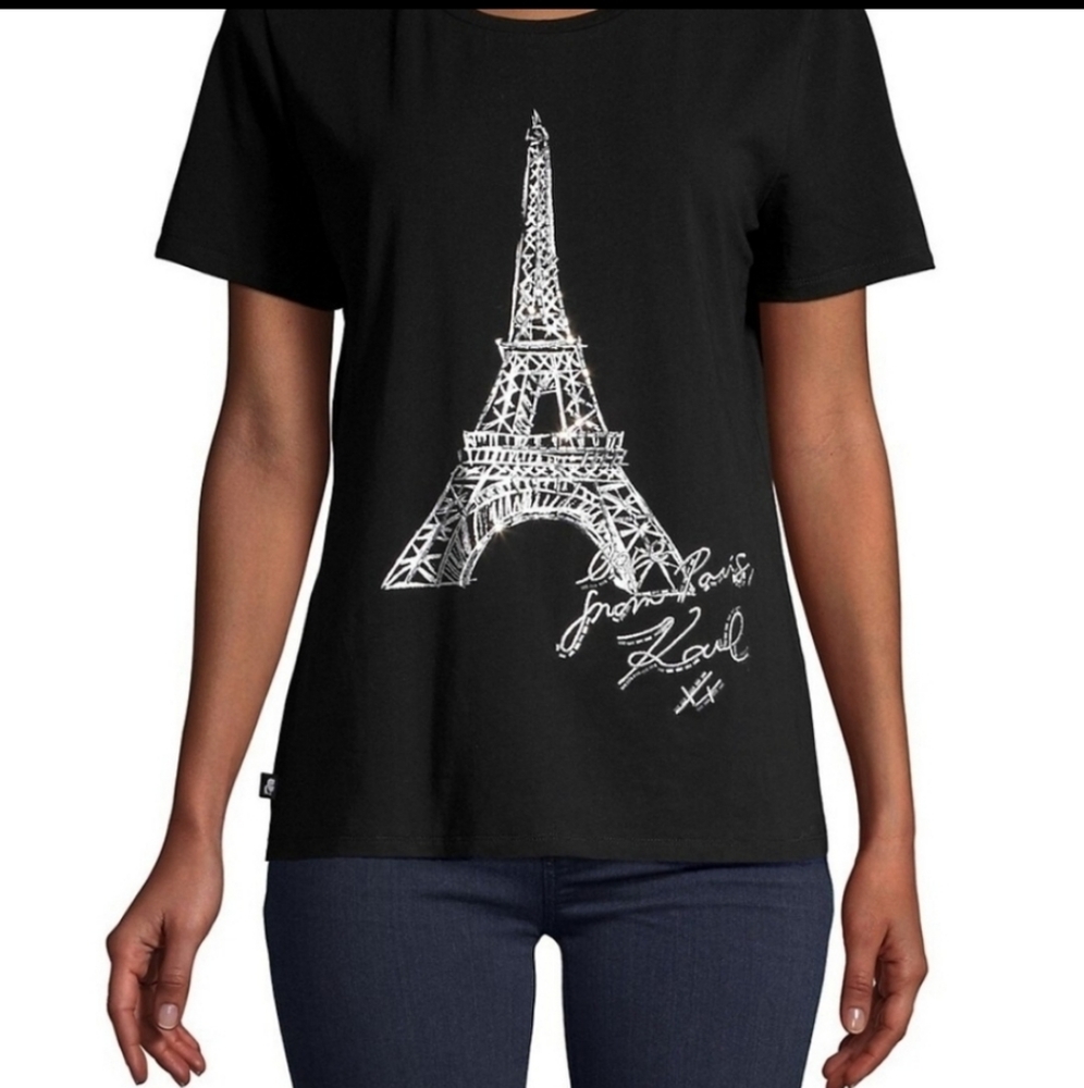 Karl Lagerfeld Eiffel Tower Print Tee NWT